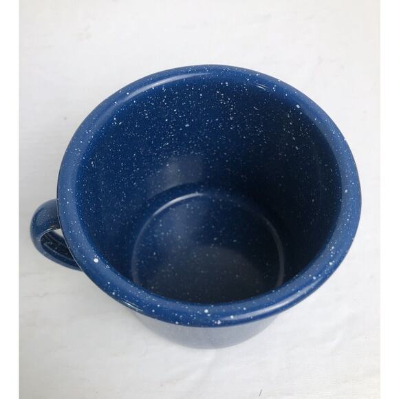Enamelware Blue White Speckle Metal Outdoors Camping RV Cowboy 3 Bowls & 2 Cups - Picture 10 of 13
